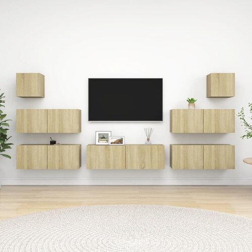 The Living Store Komplet TV omaric 7-delni sonoma hrast konstruiran les - Komplet TV Omaric, (21374601) Slike