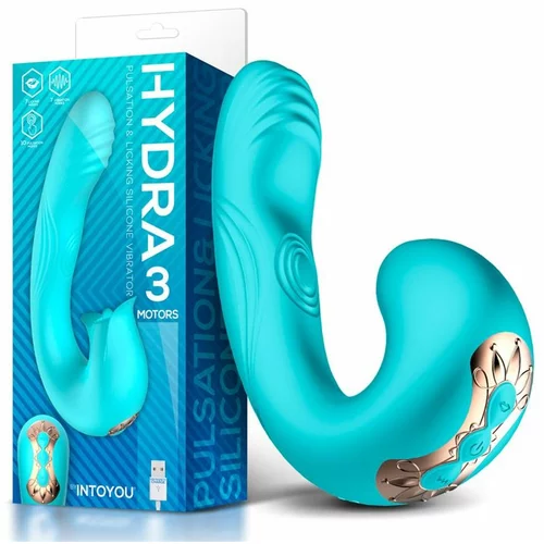 INTOYOU Hydra Vibe with Pulsation and Clitoris Stimulating Tongue 3 Motors Turquoise