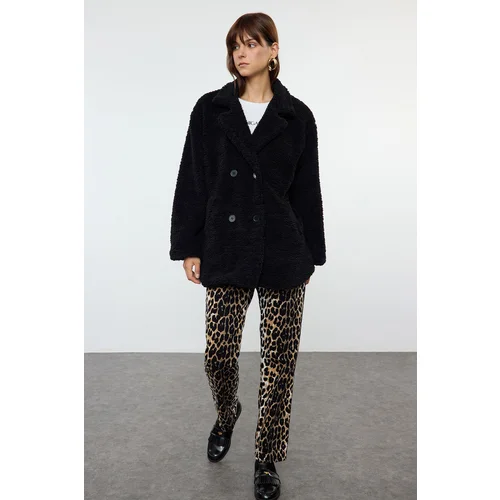 Trendyol Black Oversize Plush Midi Coat