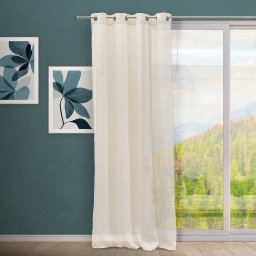 Casa Selecci&amp;oacute;n Bež prosojna zavesa iz me&amp;scaron;anice lana 140x260 cm Fifties &amp;ndash; Slike