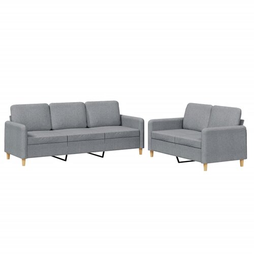  2-dijelni set sofa s jastucima svjetlosivi od tkanine Slike