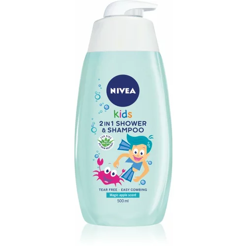Nivea kids 2in1 shower & shampoo magic apple scent nježni šampon i gel za tuširanje 2u1 500 ml za djecu