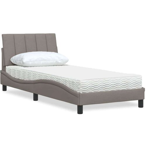  Postelja z vzmetnico taupe 80x200 cm blago Cene