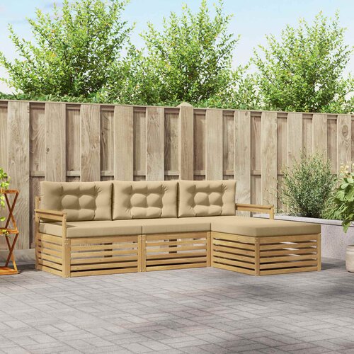  Set vanjskih sofa 4 kom. Bijela i bež Poliester Slike