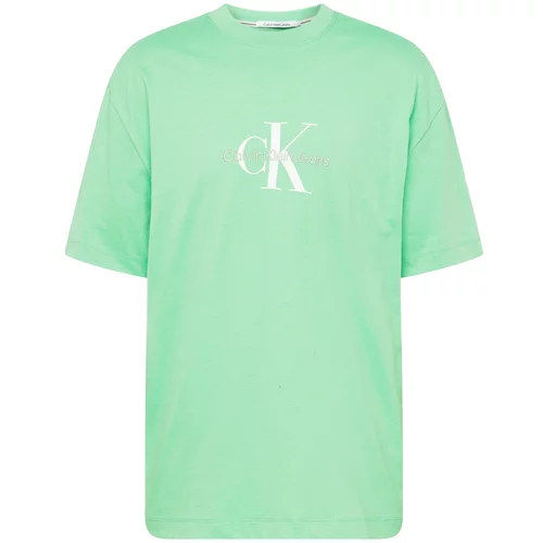 Calvin Klein Jeans Majica siva / svetlo zelena / bela