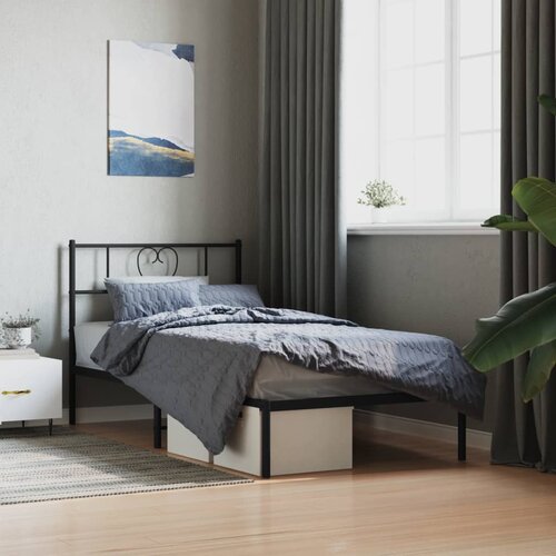 VidaXL Metalni okvir za krevet s uzglavljem crni 80x200 cm Slike
