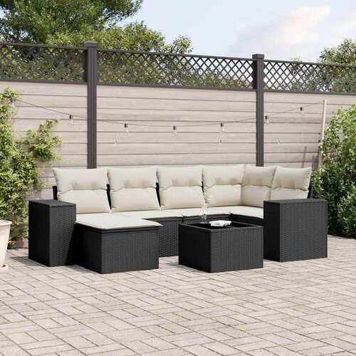  7-dijelni set vrtnih sofa od poliratana s jastucima crni Cijene