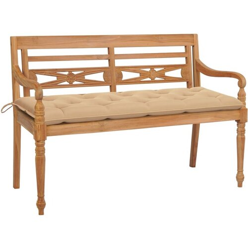 VidaXL Klop Batavia z bež blazino 150 cm trdna tikovina Slike
