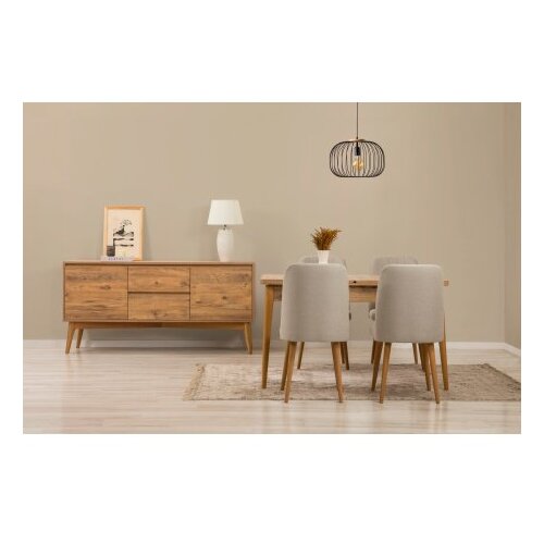 Hanah home vina 01 1005 atlantic pine cream (produžni trpezarijski sto, stolice i konzola (6 komada)) Slike