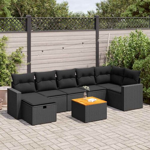 VidaXL 8-dijelni set vrtnih sofa od poliratana s jastucima crni Slike