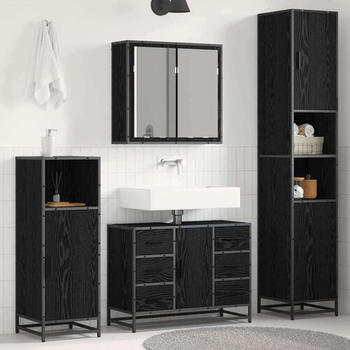 vidaXL set namje&scaron;taja za kupaonicu 3 pcs crni hrast 80 x 33 x 60 cm Cijene