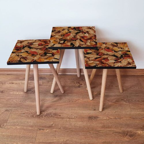 Hanah home 3Shp350 - camel camelbrownclaret red nesting table (3 pieces) Cene