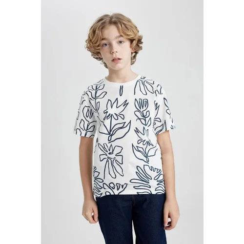 Defacto Boys' Crew Neck Printed Short Sleeve T-Shirt