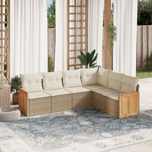 vidaXL 6-dijelni set vrtnih sofa s jastucima bež od poliratana Cijene