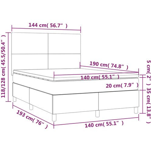  Krevet box spring s madracem LED krem 140x190 cm od tkanine Slike