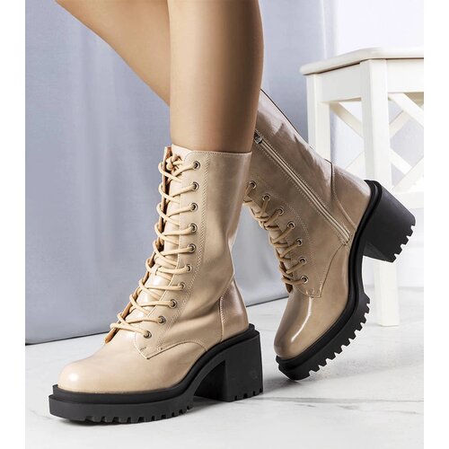 Gemre Beige insulated heeled ankle boots Verno Cene