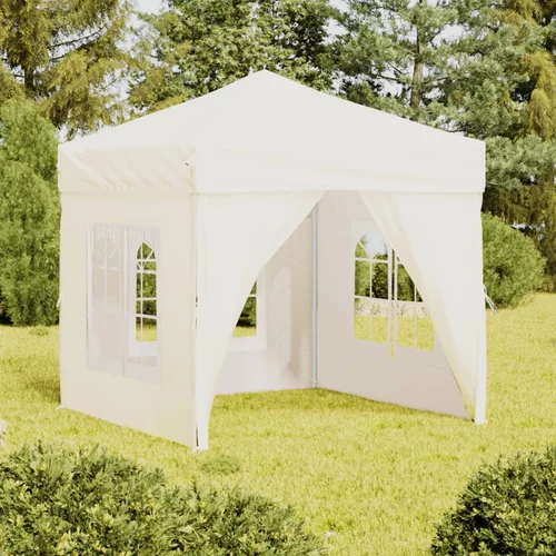vidaXL Zložljiv vrtni šotor s stranicami krem 2x2 m