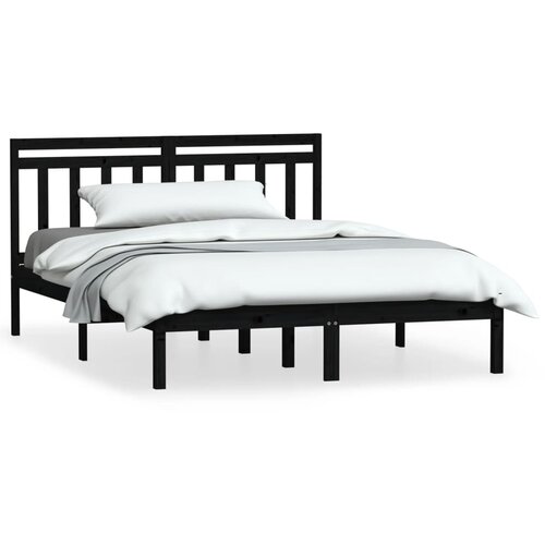  Okvir za krevet od masivne borovine crni 140 x 190 cm crni Slike