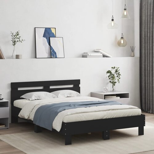 Furnova Posteljni okvir z vzglavjem črn 120x190 cm inženirski les, (21935019) Slike
