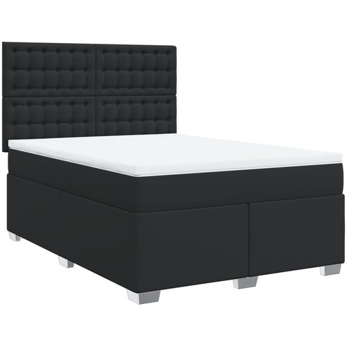  Krevet s oprugama i madracem crni 140 x 190 cm od umjetne kože Slike