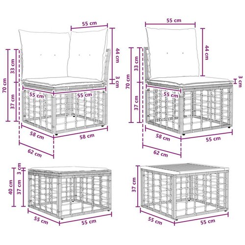  Set vanjskih sofa 9 pcs Crna i tamno siva Poliester - Crna sa stolom Slike