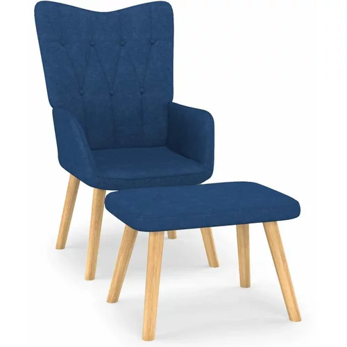  Stolica za opuštanje s osloncem za noge plava od tkanine