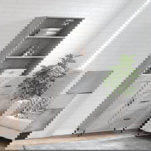 VidaXL Visoka komoda siva betona 69 5x34x180 cm od konstruiranog drva Slike