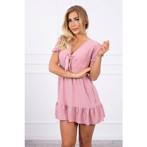 Kesi Dress with a tied V-neck in dark pink