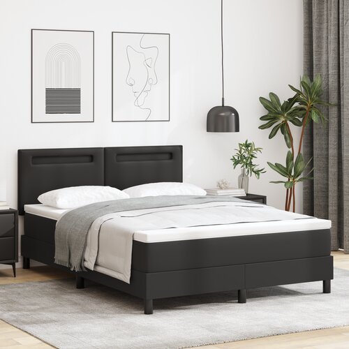 VidaXL Krevet s kutijom opruga i crnim madracem 140x200 cm od umjetne kože Slike