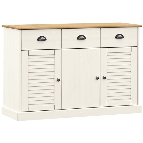 Maison Chic Komoda - Predalnik s predali VIGO 113x40x75 cm bela trdna borovina, (21721273) Cene