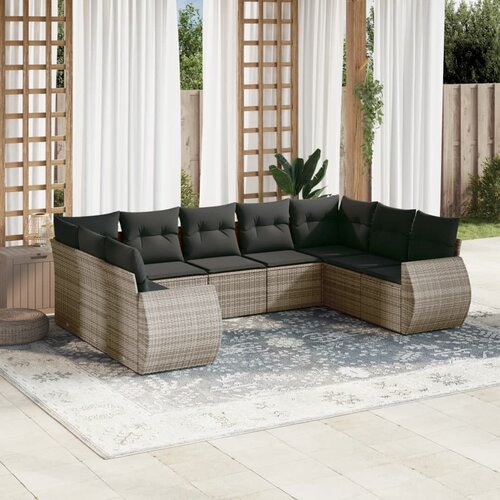 vidaXL 9-dijelni set vrtnih sofa od poliratana s jastucima sivi Cijene