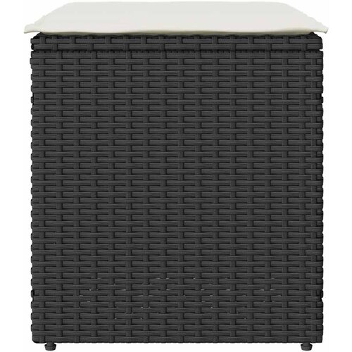  Vrtni tabure s jastucima 2 kom crni 40x40x43 cm poliratan Slike