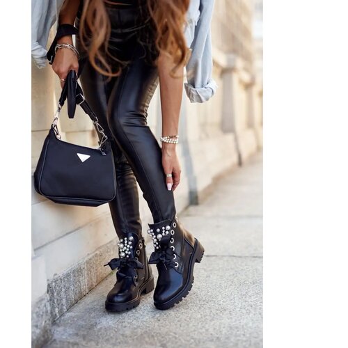 Kesi Warmed Boots With Pearls And Ribbon Black Perla Cijene
