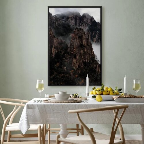  Slika - Heart of Mountain Landscape (1-part) - Clouds Amid Rocks 60x90 U crnom drvenom okviru Slike