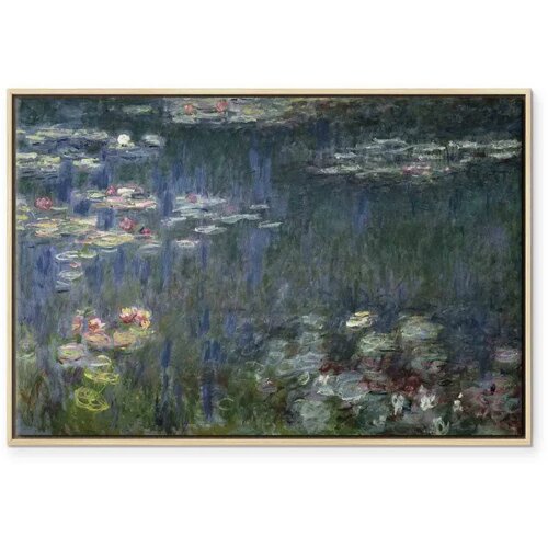  Slika - Claude Monet &amp;ndash; Waterlilies: Green Reflections 60x40 U prirodnom drvenom okviru Slike