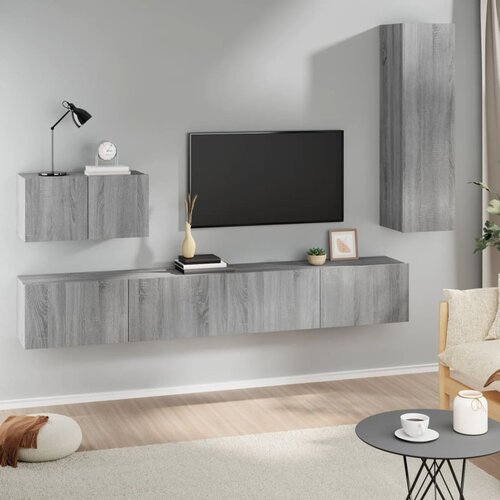  4-dijelni set TV ormarića sivog sonome konstruirano drvo Cene