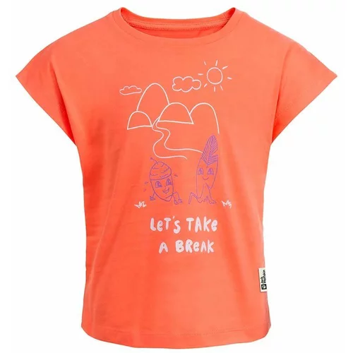 Jack Wolfskin Dječja pamučna majica kratkih rukava TAKE A BREAK boja: narančasta