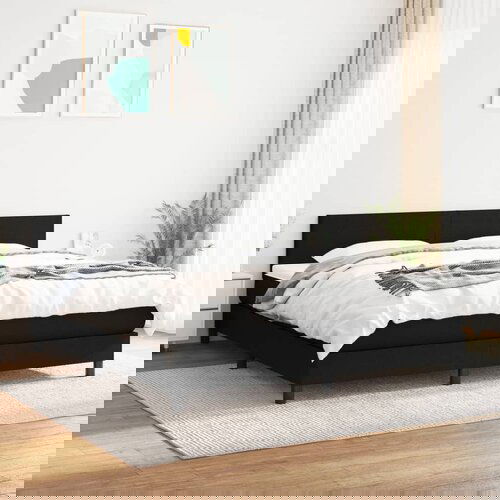 VidaXL Box spring postelja z vzmetnico črna 180x200 cm blago Slike