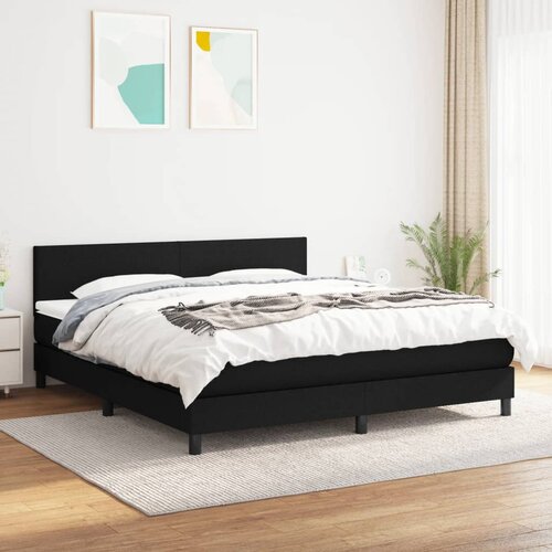VidaXL Krevet s oprugama i madracem crni 180x200 cm od tkanine Slike