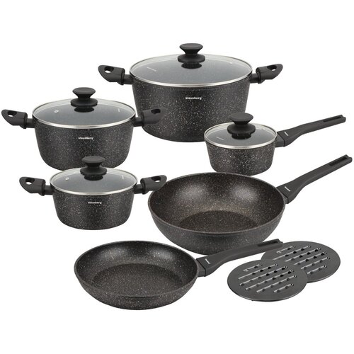 Shumee set lončkov z marmornim prevlekom proti prijemljanjem 12 kosov klausberg KB-7659, (21384485) Slike