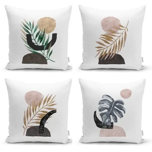 Minimalist Cushion Covers set od 4 ukrasne jastučnice Geometric Leaf, 45 x 45 cm