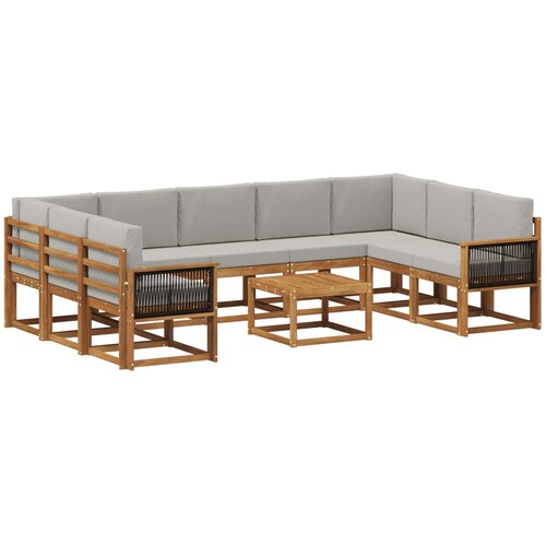 vidaXL Zunanja garnitura za sedenje 10 pcs Naravna in svetlo siva, (5000282163) Cene
