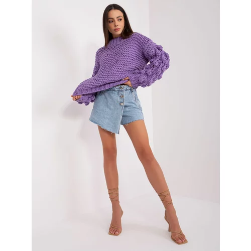 Fashion Hunters Purple oversize sweater with puffed sleeves