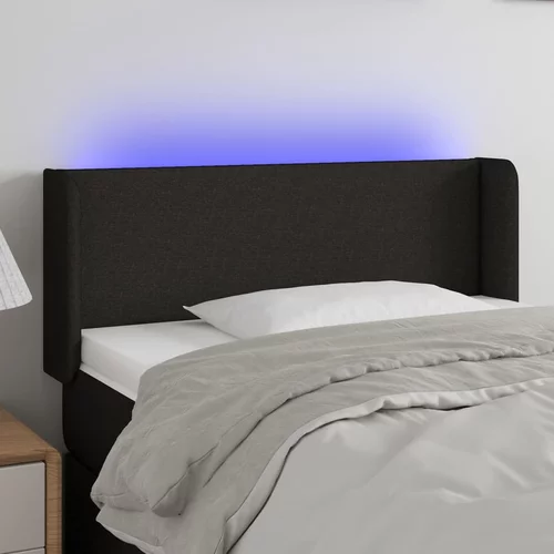 vidaXL LED posteljno vzglavje črno 83x16x78/88 cm blago