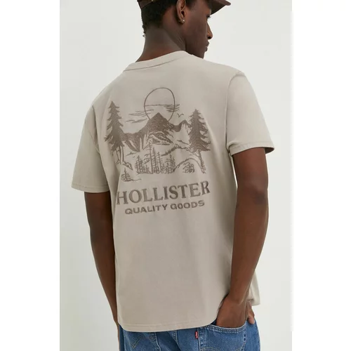 Hollister Co. Bombažna kratka majica moški, bež barva