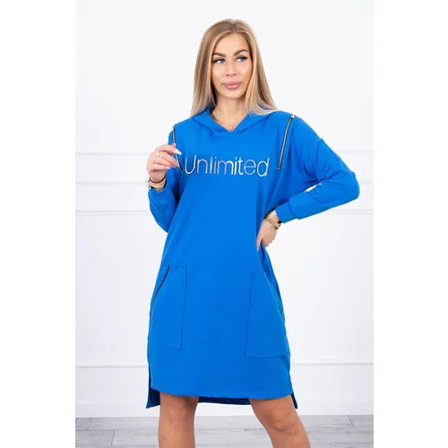 Kesi Dress with the inscription unlimited purple blue