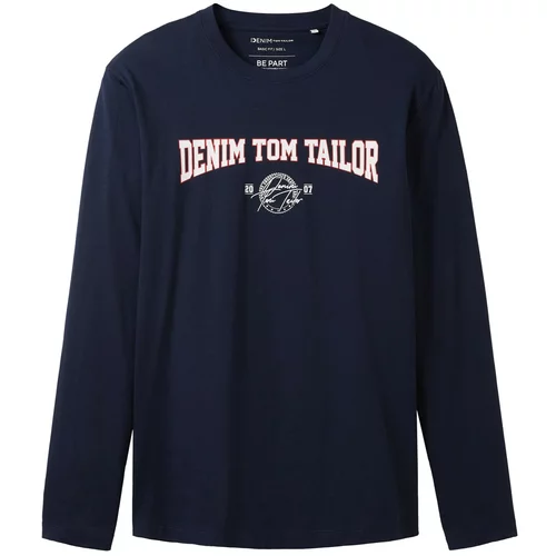 Tom Tailor Majica tamno plava / narančasto crvena / bijela