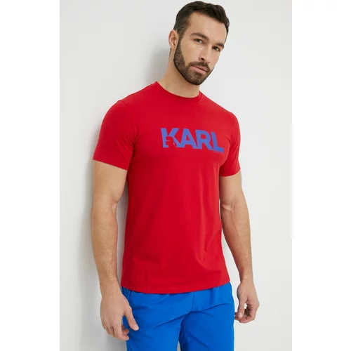 Karl Lagerfeld Bombažna kratka majica rdeča barva