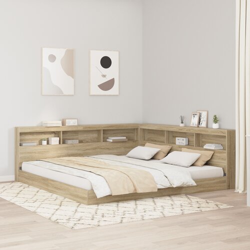 vidaXL Krevet s policama Sonoma hrast 180x200 cm, inženjersko drvo Cijene