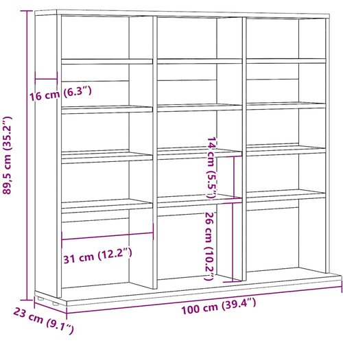 Cd ormarić Artisan hrast 100x23x89,5 cm izrađeno drvo Slike